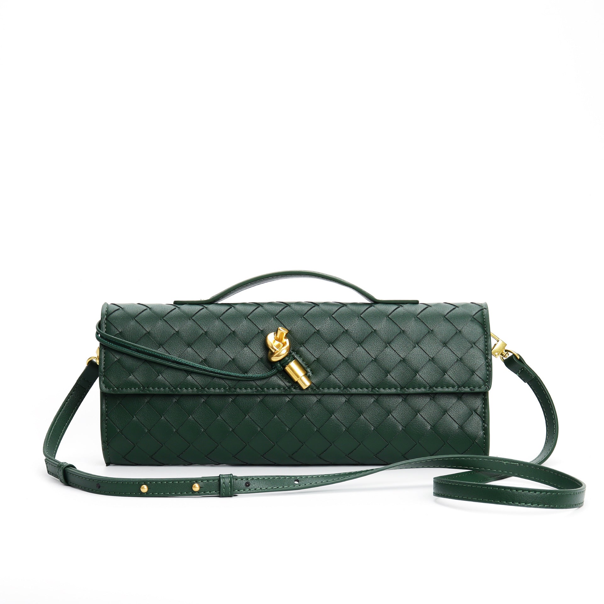 Edle geflochtene Damen Clutch aus Echtmaterial mit verstellbarem Riemen – kompakt und vielseitig für alle Gelegenheiten