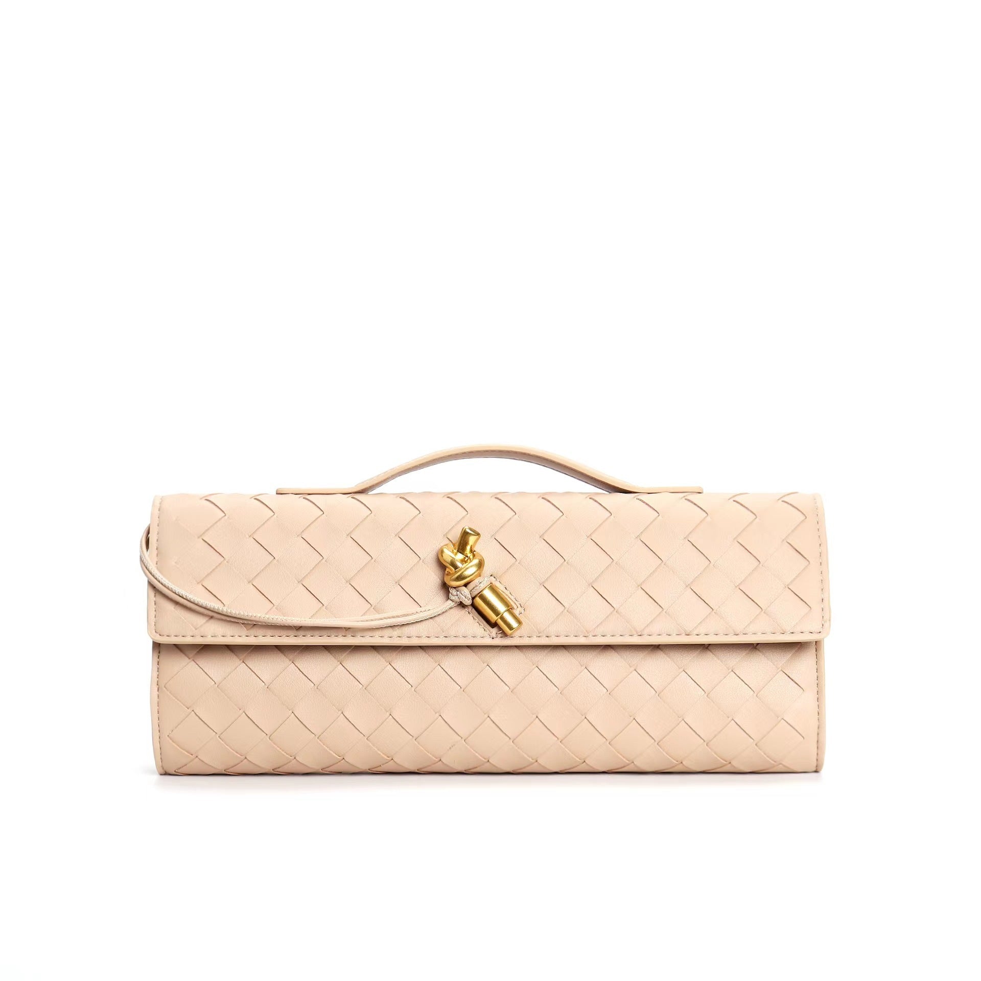 Edle geflochtene Damen Clutch aus Echtmaterial mit verstellbarem Riemen – kompakt und vielseitig für alle Gelegenheiten