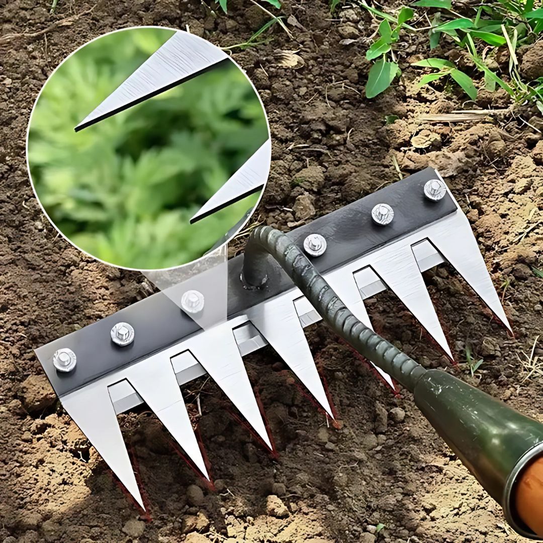 Effiziente Unkrautgabel mit ergonomischem Griff und robusten Zinken – nachhaltiges Gartengerät