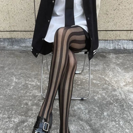 Elegante Strumpfhose Damen mit Streifenmuster – Bequeme und Vielseitige Strumpfhosen für Jeden Anlass in Schwarz, Dunkelblau, Grau 0