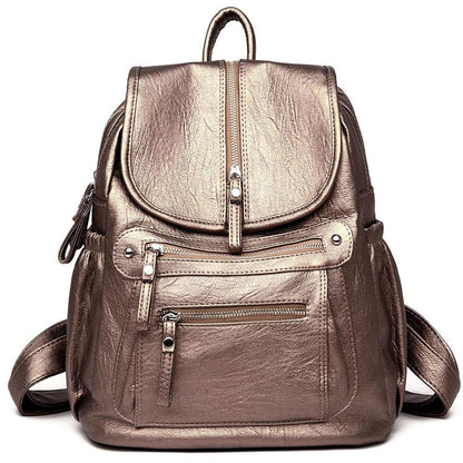 Eleganter Rucksack für Damen – Vintage-Tagesrucksack mit Reißverschluss und geräumigem Hauptfach
