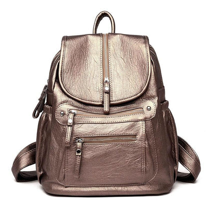 Eleganter Rucksack für Damen – Vintage-Tagesrucksack mit Reißverschluss und geräumigem Hauptfach