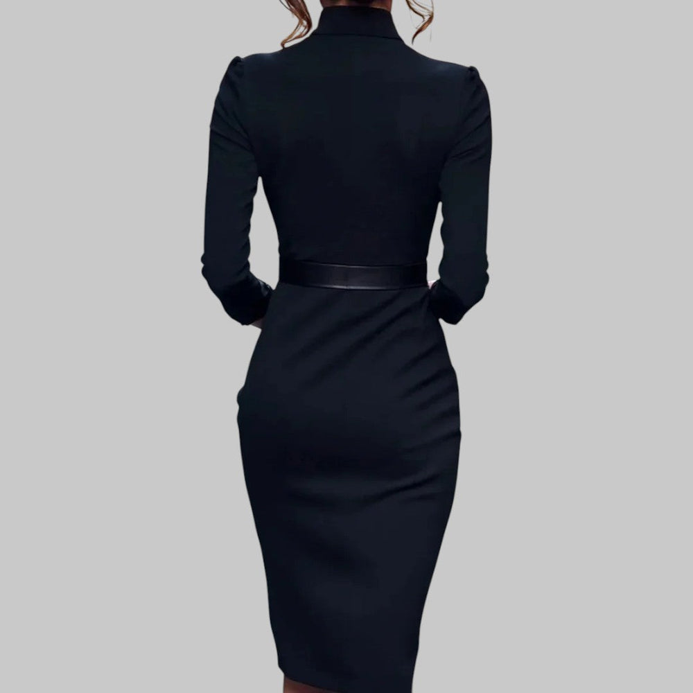 Elegantes Etuikleid mit Kragen und Gürtel – Elegantes Outfit für Büro und Abend 2
