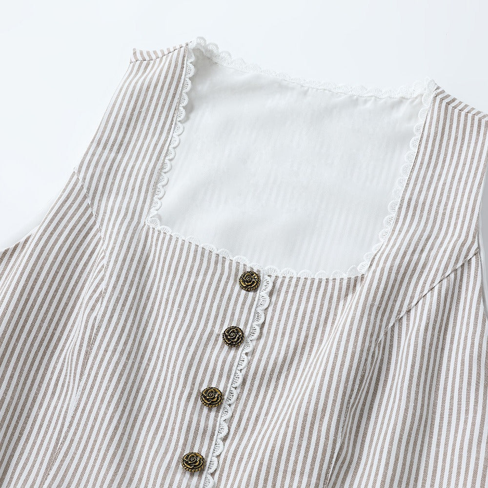 Elegantes blaues Dirndl – Oktoberfest | Dreiteiler mit Bluse und dekorativer Schürze