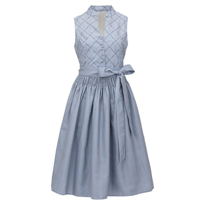Elegantes graues Dirndlkleid – Oktoberfest | Stilvolles Trachtenkleid mit Schürze