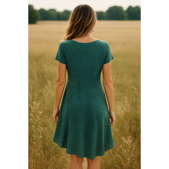 Else | Damen-Sommerkleid mit Rundhalsausschnitt und Kurzen Ärmeln | Grün & Mini 2