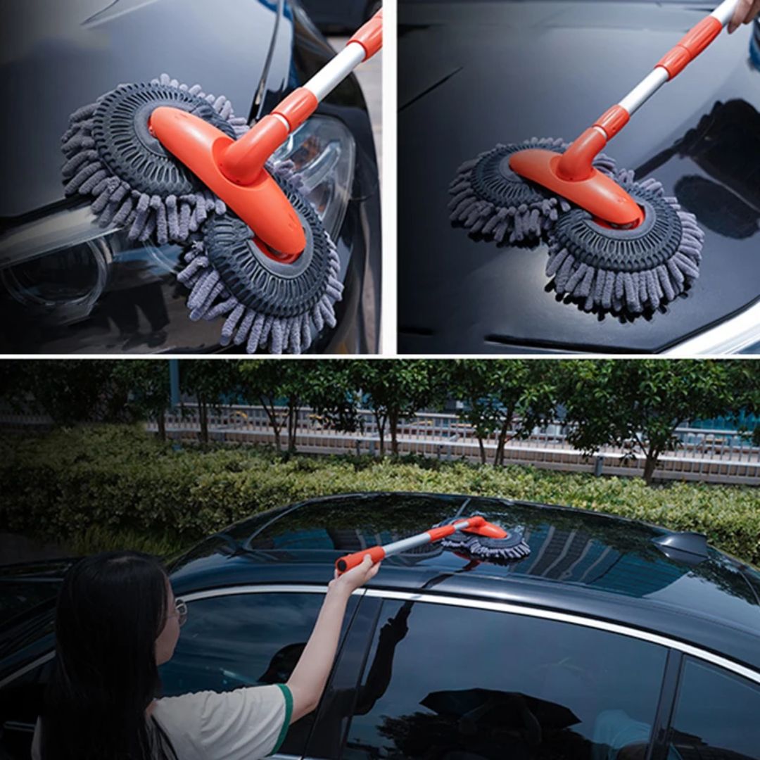 Ergonomisches Auto Wasmaatje – Uittrekbare Reinigungslösung für Autos, Lkw und Wohnmobile, Leichte Aluminiumlegierung, 360-Grad-Drehung
