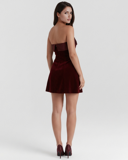 Abito Mini Donna Senza Spalline | Gonna Svasata