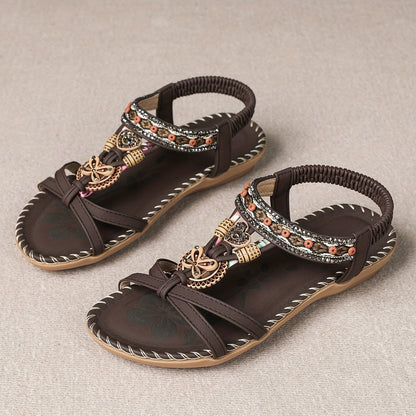 Flache Sandalen mit Strass | Sommer Schuhe für Damen im Boho Stil