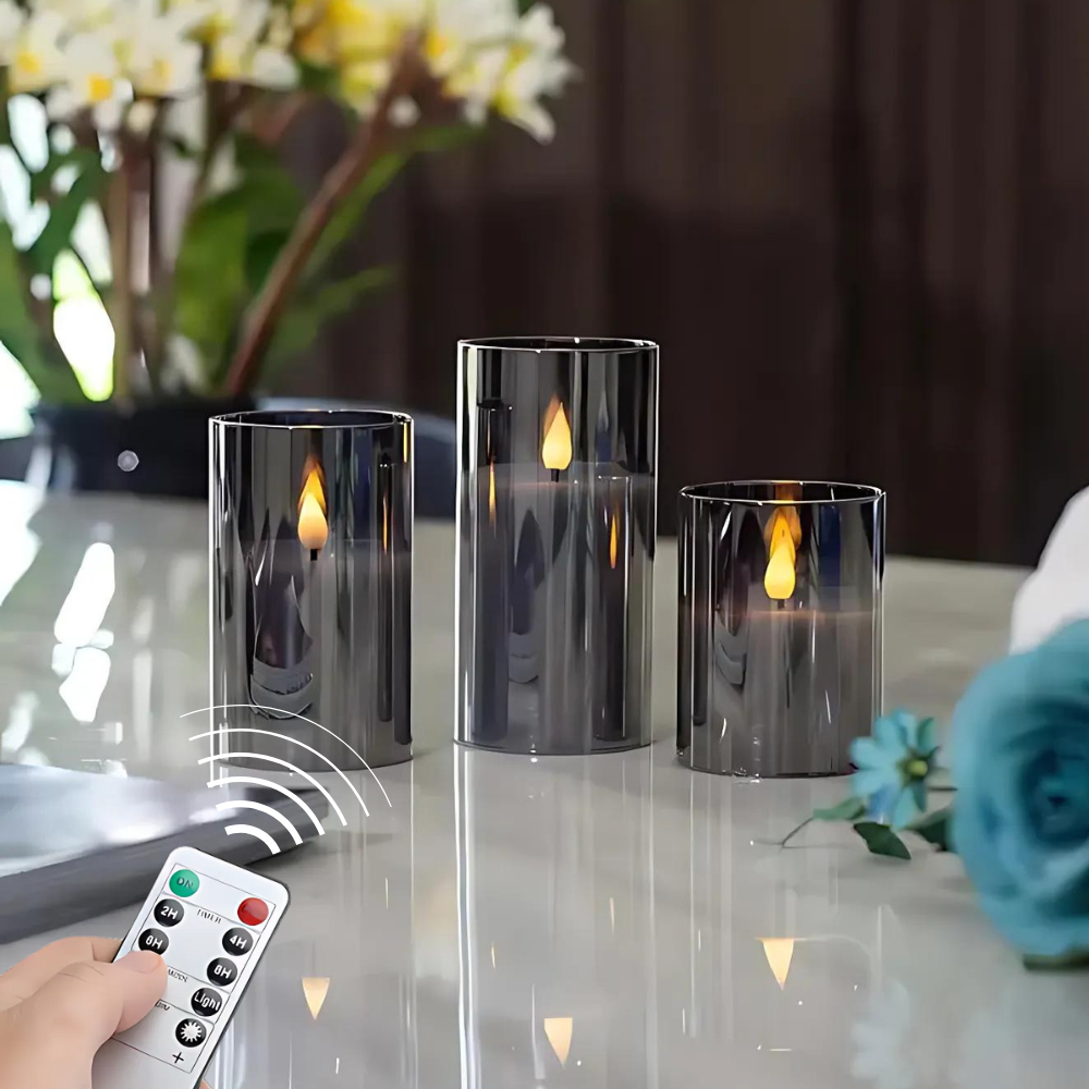 Flammenlose LED-Kerzen im Set mit Fernbedienung und Timer – realistischer Flammeneffekt für Gemütlichkeit
