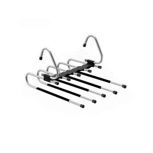 Flexibler Hosenbügel für bis zu 5 Hosen – platzsparendes Design im 2er-Pack