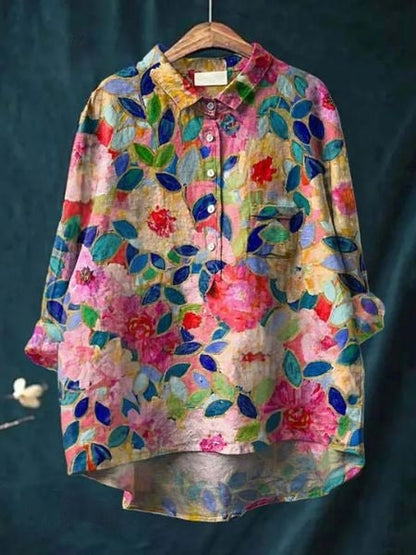 Damen Blumenbluse mit elegantem Design