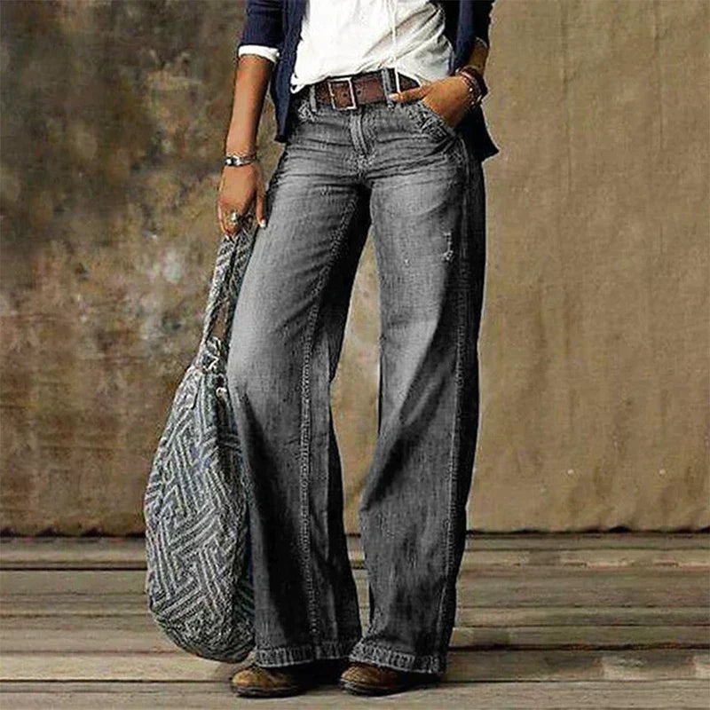 Damen Weite Passform Weites Bein Jeans | Freizeit Hose