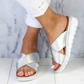 Damen Pantoletten mit Kreuzriemen und Offener Spitze | Casual