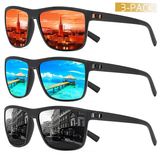 Gepolarisierte Sonnenbrille | Unisex Sonnenbrille Herren und Damen im 3er Set | Max