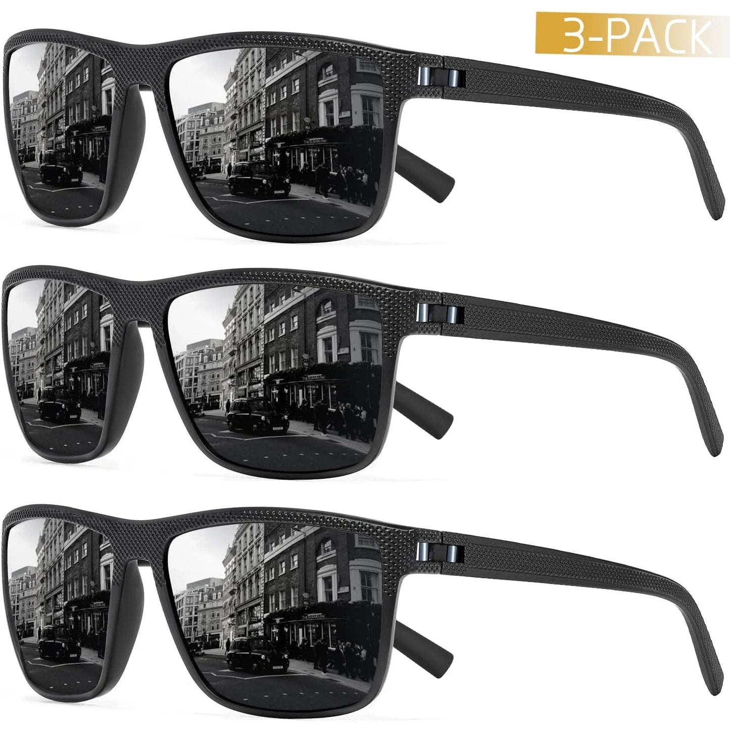 Gepolarisierte Sonnenbrille | Unisex Sonnenbrille Herren und Damen im 3er Set | Max