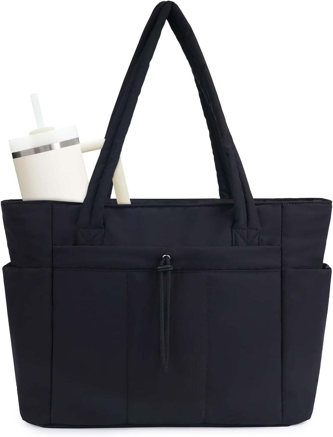 Gesteppte Tragetasche mit Getränkehalter und Laptopfach für Reisen und Arbeit 0