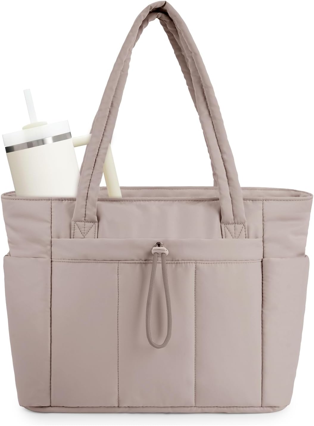 Gesteppte Tragetasche mit Getränkehalter und Laptopfach für Reisen und Arbeit 9
