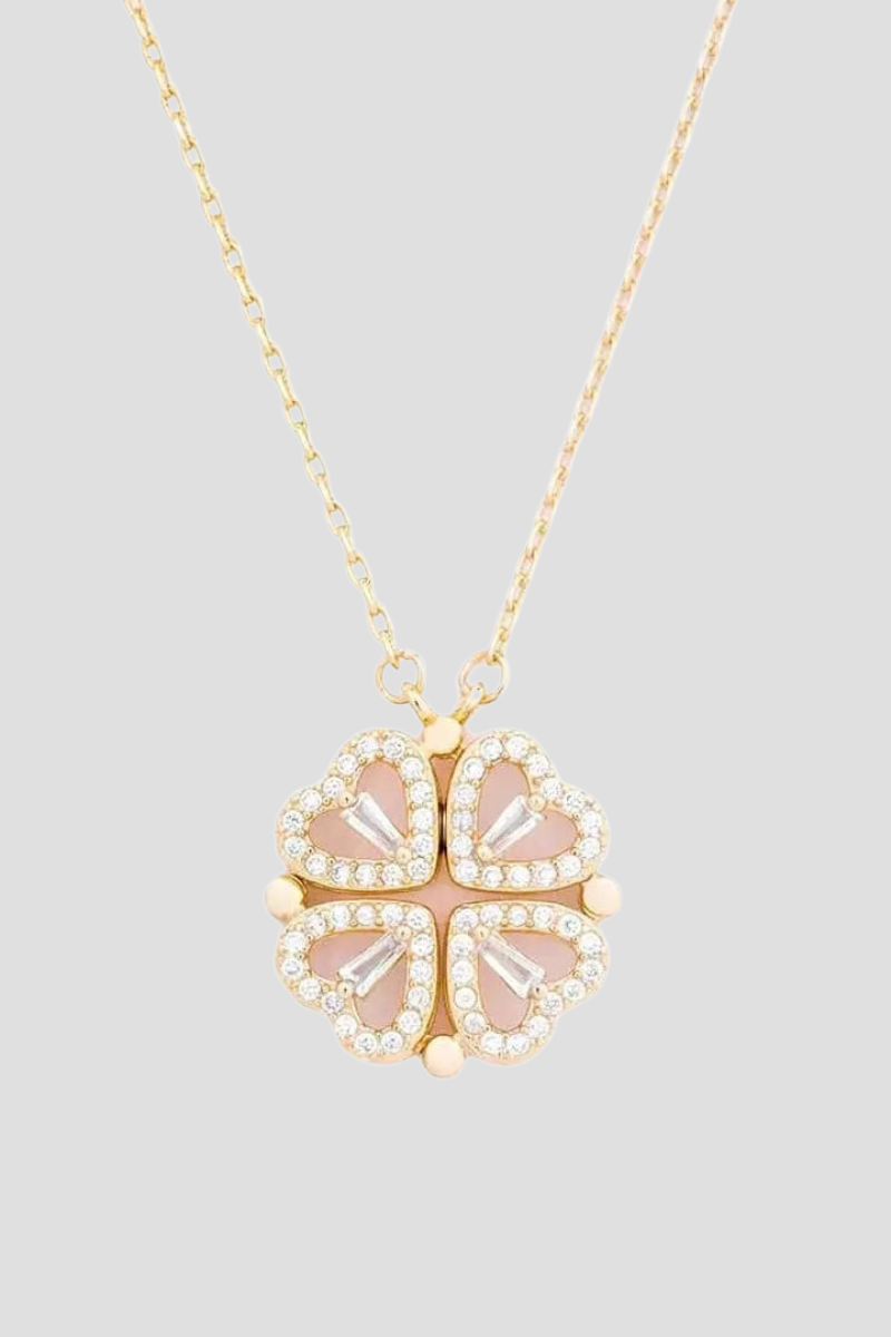 Glücks-Herz Halskette Damen aus 18K Gold – Handgemachte Kette mit Verstellbarer Länge und Cubic Zirconia