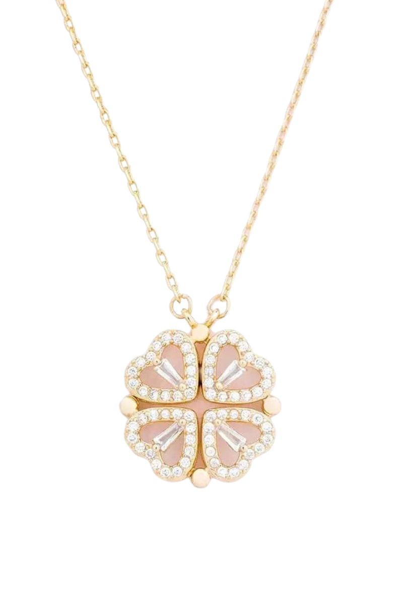 Glücks-Herz Halskette Damen aus 18K Gold – Handgemachte Kette mit Verstellbarer Länge und Cubic Zirconia
