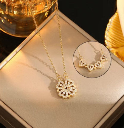 Glücks-Herz Halskette Damen aus 18K Gold – Handgemachte Kette mit Verstellbarer Länge und Cubic Zirconia