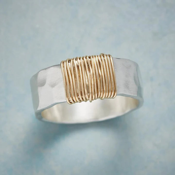 Goldfaden Ring | Schmuck für Damen | Handgefertigt aus Silber für besondere Anlässe
