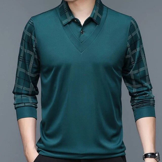 Herren Hemd mit langen Ärmeln und karierten Ärmeln | Casual Wear