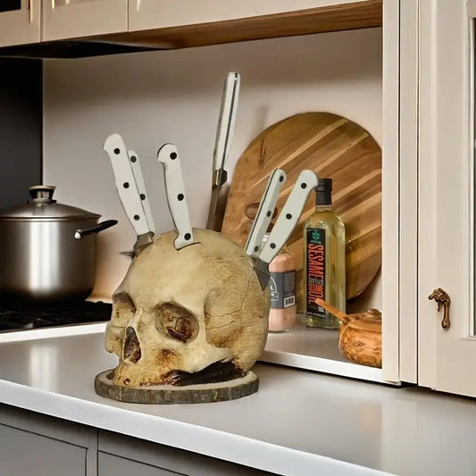 Handmade Gothic-style knife holder for up to 7 knives – Decorative storage for the kitchen