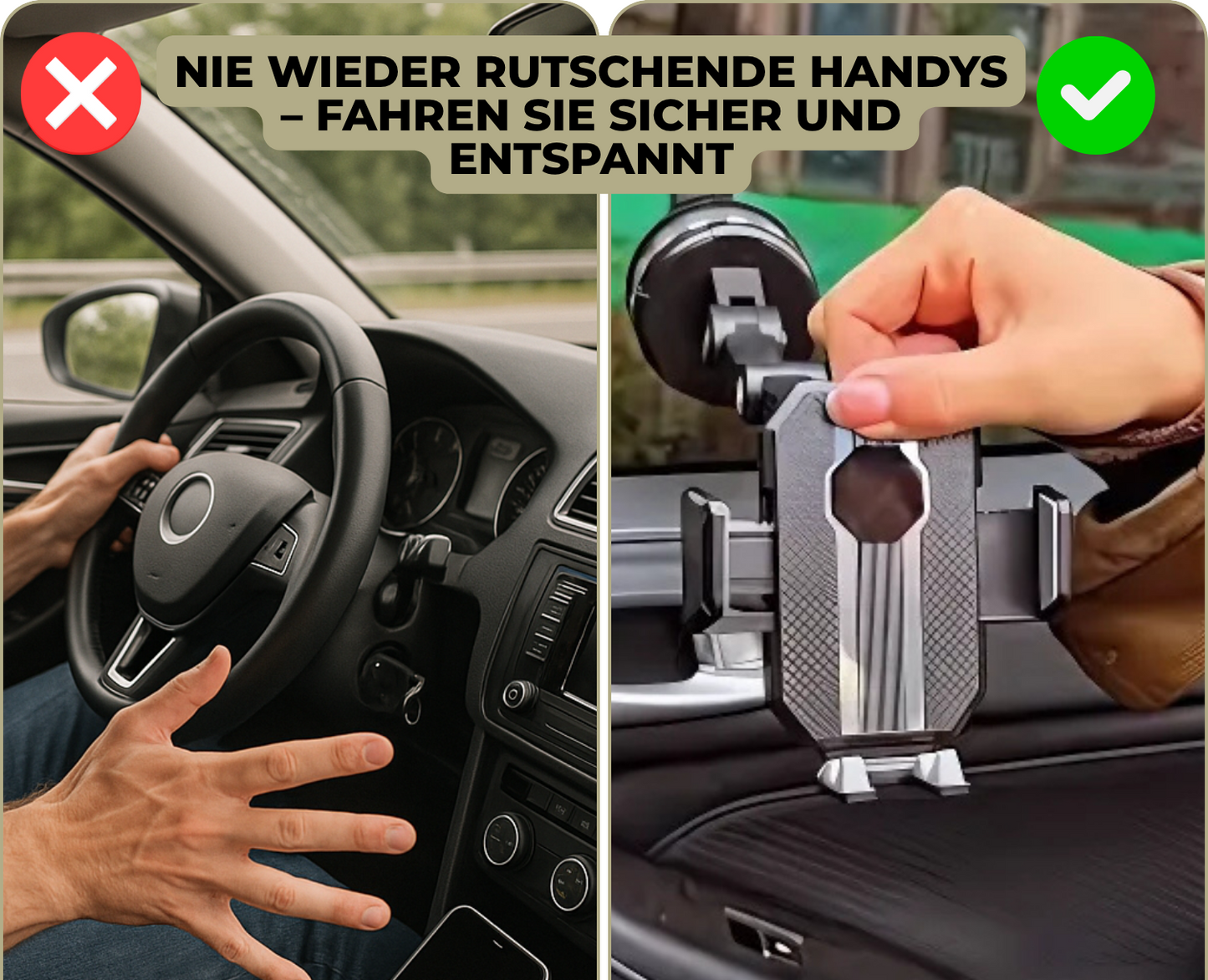 Handyhalterung Auto mit 360° Rotation und Starker Saugnapf-Haftung – Einhandbedienung für Smartphones