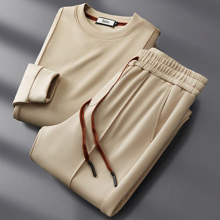 Herren Set mit langärmligem Rundhalsoberteil und Hose mit Kordelzug | Casual Outfit