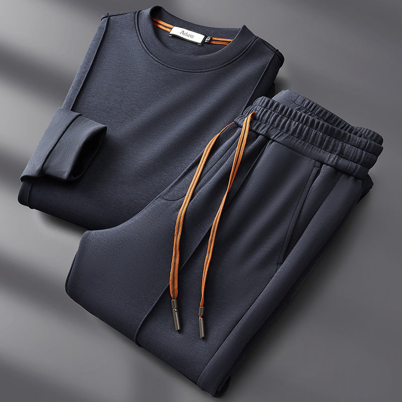 Herren Set mit langärmligem Rundhalsoberteil und Hose mit Kordelzug | Casual Outfit