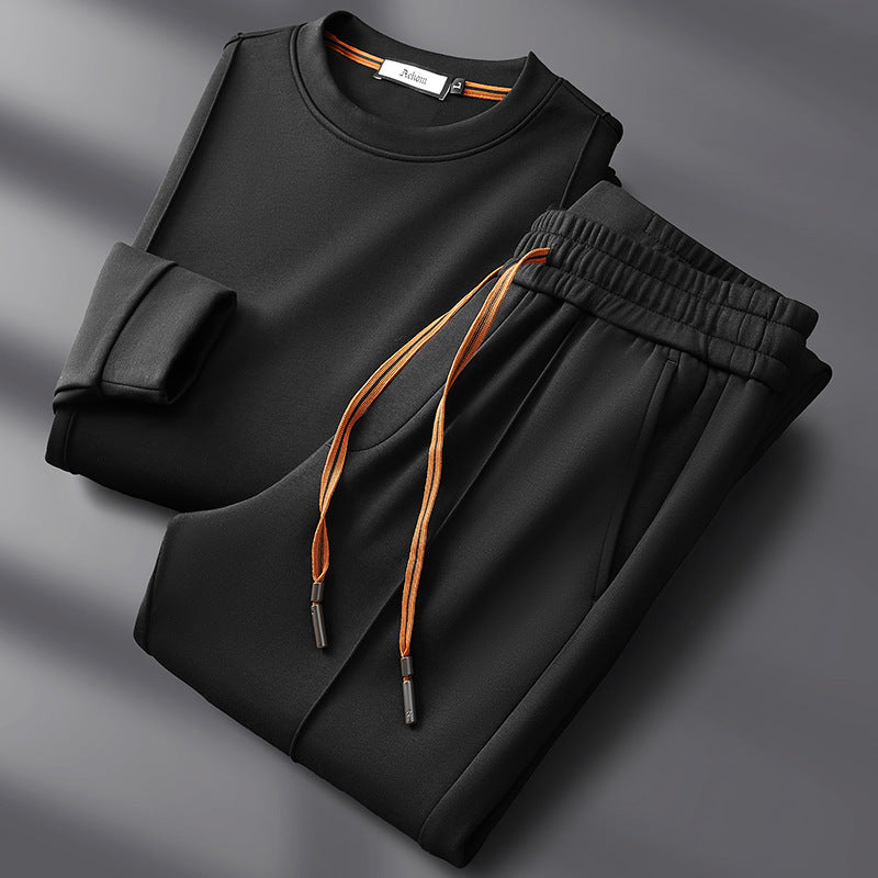 Herren Set mit langärmligem Rundhalsoberteil und Hose mit Kordelzug | Casual Outfit