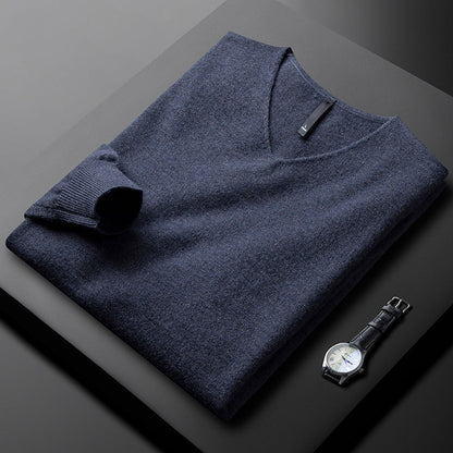 Herren Pullover mit langen Ärmeln und klassischem V Ausschnitt | Minimal Look