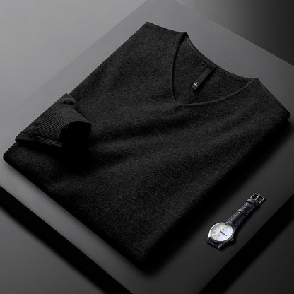 Herren Pullover mit langen Ärmeln und klassischem V Ausschnitt | Minimal Look