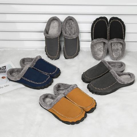 Hausschuhe Herren | Pantoffeln für Winter mit Antislip-Sohle und Plüschfutter
