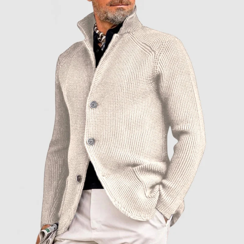 Herren-Strickjacke – Klassischer Pullover zum Knöpfen mit geripptem Design für einen anspruchsvollen Stil