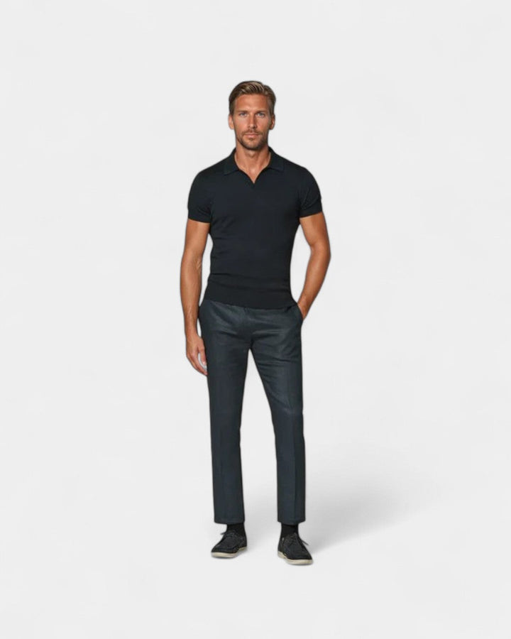 Herren-Strickpoloshirt im minimalistischen Design – Offener Kragen 1