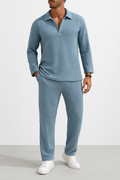 Herren-Lounge-Set aus weichem Material – lockere Passform mit langen Ärmeln und Hosen für gemütliche Tage