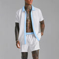 Herren Set aus Shirt und Shorts – Atmungsaktiv, Entspannte Passform, Elastischer Bund, Kurzarmdesign für Sommertage