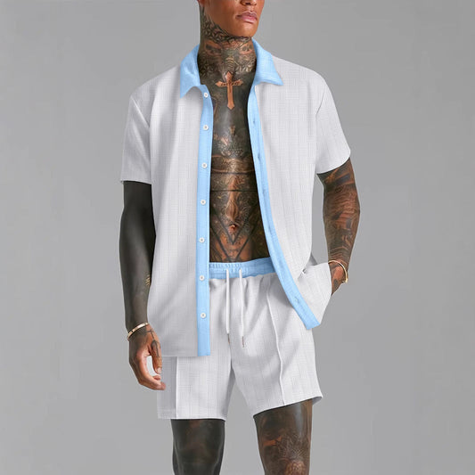 Herren Set aus Shirt und Shorts – Atmungsaktiv, Entspannte Passform, Elastischer Bund, Kurzarmdesign für Sommertage