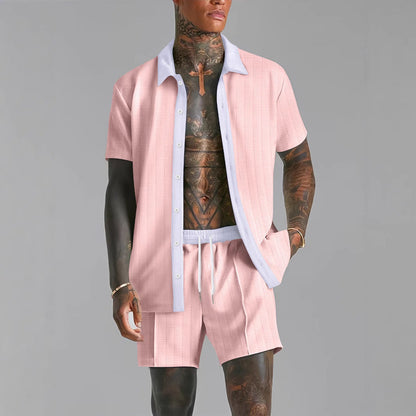 Herren Set aus Shirt und Shorts – Atmungsaktiv, Entspannte Passform, Elastischer Bund, Kurzarmdesign für Sommertage