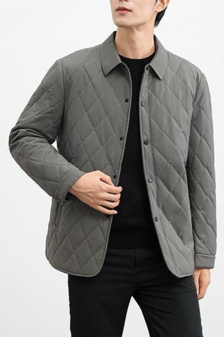 Herren Steppjacke – Rautenmuster – Regular Fit – Isolierte, hüftlange Oberbekleidung