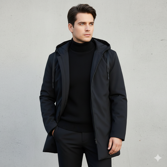 Herren Winterjacke – Moderne Outdoor Übergangsjacke mit Kapuze, Wind- und Wasserdicht, Perfekt für Herbst und Winter 
