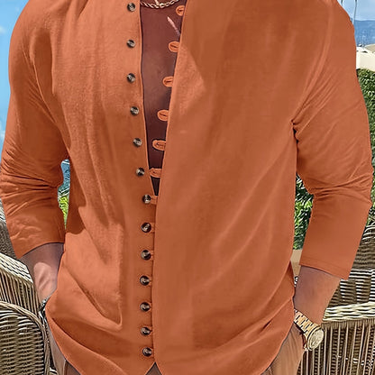 Herrenhemd | Hemden Herren für Alle Jahreszeiten mit Stehkragen und Relaxed Fit