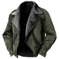 Herrenjacke – Lammfellfutter – Strukturierte Passform – Retro-Revers – Reißverschlusstaschen