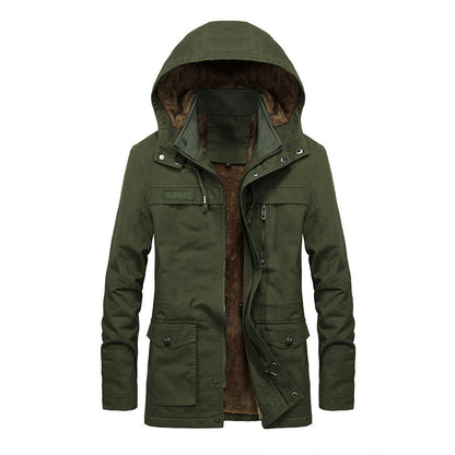 Herrenjacke – Relaxed Fit – Sherpa-Futter – Kapuze mit Druckknopfkragen – Mehrere Taschen