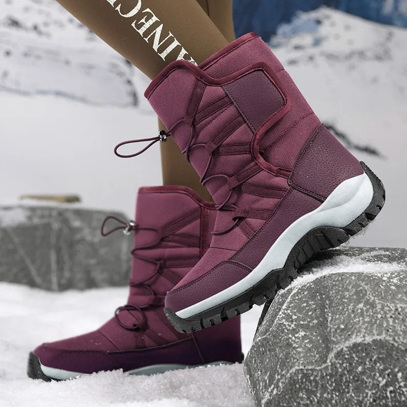 Herrenstiefel mit halbhoher Sohle – Wasserabweisend – Isoliertes Futter – Robuste Sohle – Verstellbare Passform