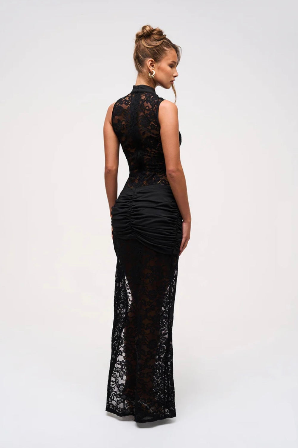 Damen Ärmelloses Hochhals Schlitz Kleid | Maxi