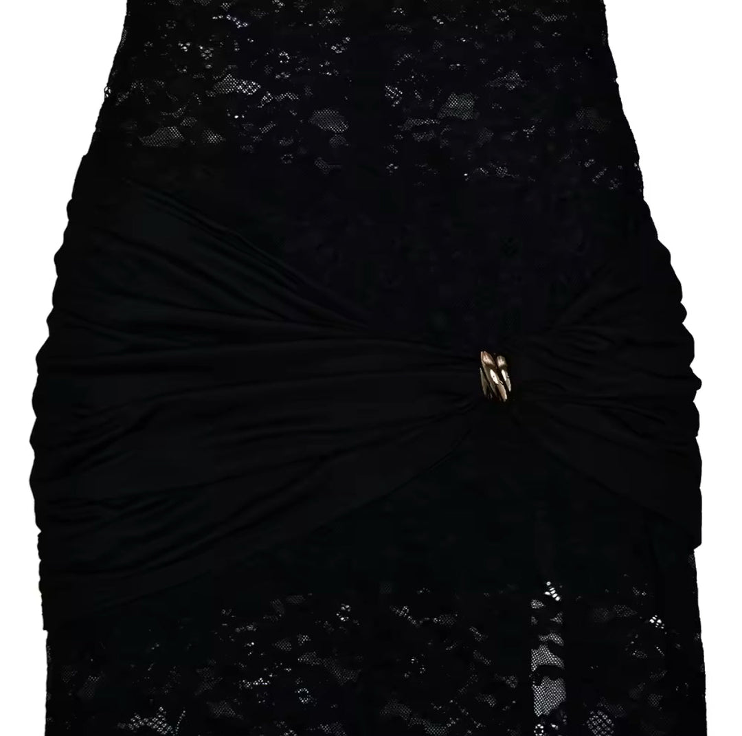 Damen Ärmelloses Hochhals Schlitz Kleid | Maxi