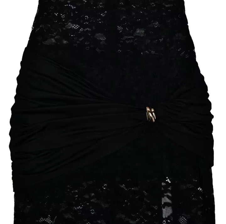 Damen Ärmelloses Hochhals Schlitz Kleid | Maxi